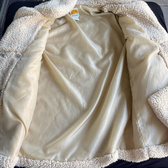 C&C California Coat Womens Medium Beige Faux Shearling Sherpa Teddy Jacket Cozy - Picture 3 of 9